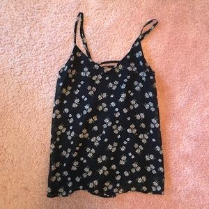 Black Daisy Print Tank Top